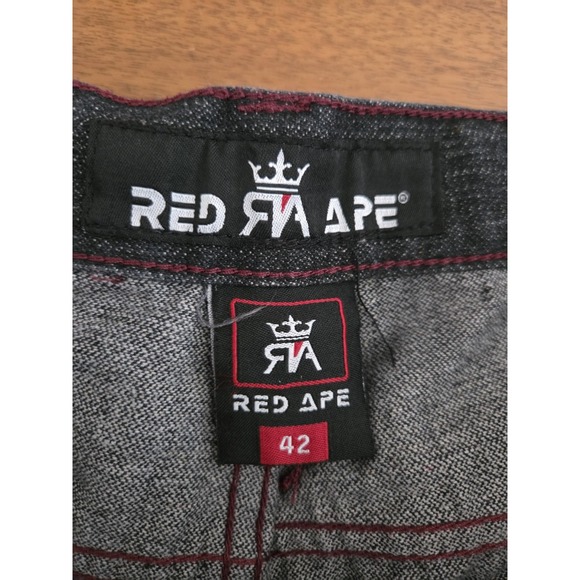 Red Ape Jeans Men's 40-42/29 Black Red Embroidered Y2K Hip Hop Streetwear Skater - Picture 4 of 11